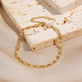 Elegant gold-tone heart chain bracelet with polished oval links and adjustable clasp - Gold Flat Oval Link Chain (0070-8)