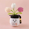 Handmade crochet 2024 graduation tulip bouquet in white pot with thank you card - White Pot Graduation Cap Tulip