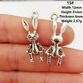 Pendentif squelette de lapin en argent vintage pour bijoux DIY, style punk gothique 12x31mm - Style 15 Lapin Squelette