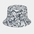 Cappello da pescatore reversibile con graffiti di teschi bianchi e neri per street style - M (56-58cm) / Teschio Bianco e Nero
