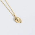 Golden American football pendant necklace with realistic texture on a fine link chain - Gold Football