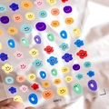 Pegatinas para uñas de nubes coloridas con emojis de sonrisas lámina transparente KX072 - Pegatinas de Caritas Sonrientes de Colores (KX072)