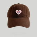 Dark coffee cotton baseball cap featuring a multi-color heart embroidery patch - Adult Regular 54-58cm / Coffee