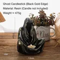 Gotische hars spook kandelaar in zwart en goud voor mystieke woonkamer decoratie - Tovenaar Kandelaar (Zwart Goud)