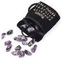 Set de piedras rúnicas de amatista con grabados dorados y bolsa de terciopelo negro - Amatista