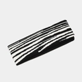 Detailed view of the thick elastic knitted headband with classic black and white stripes - Striped