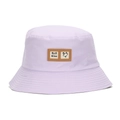 Lavender fisherman hat with leather patch and smile face detail for sun protection - Light Purple