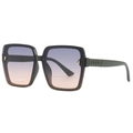 Schicke Vollrand-Sonnenbrille für Damen mit Verlaufsgläsern und goldenen Metalldetails - Mattgrüner Rahmen Grauer Tee-Gläser