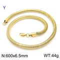6.5mm wide heavy golden snake chain necklace in 304 stainless steel with lobster clasp - Gold (KN203824-Z)