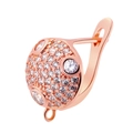 Vista macro del conector de aretes en oro rosa con micro pavé de circonitas cúbicas brillantes - Oro Rosa Pavé Bola (Estilo 31)