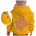 Kids bright yellow hoodie featuring purple floral and ocean life sunset back print - Tops / 100cm / Yellow 1