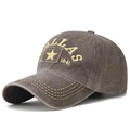 Vintage dark brown washed baseball cap with Dallas 1841 yellow embroidery - Adjustable / Coffee
