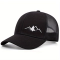 Detail der Stickerei auf der schwarzen Mesh-Trucker-Cap mit atmungsaktivem Netz - Verstellbar / Schwarz