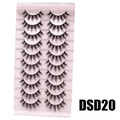 Voluminous multi-layered fake eyelashes set DSD20 with 10 pairs on pink tray - DSD20 (Pink)