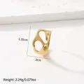Irregular hollow gold-plated stainless steel ring with 1.35cm height and 2cm diameter - 60-Irregular Organic / Gold