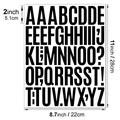 Detail von 2 Zoll wasserfesten Vinyl-Alphabet-Aufklebern mit schwarzen Buchstaben A-Z auf Weiß - 2 Zoll Fettgedrucktes Alphabet - Schwarz