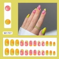 Faux ongles ovales motif pamplemousse rose et agrumes d'été ensemble de 24 pièces - Pamplemousse Rouge à Peau Verte (Colle Incluse)
