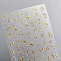 Pegatinas de uñas doradas con relieve de hojas y mariposas modelo de lujo M-976 - M-976-Oro Multicolor / Base Dorada Circonita de Colores