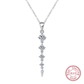 S925 Sterling Zilveren ketting met vier verticaal uitgelijnde ronde zirkonia steentjes - Zilver (Ronde Druppel)