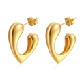 Pendientes de aro de corazón hueco en acero inoxidable chapado en oro de 18k minimalista - Corazón Abierto Irregular (MS-348 Dorado)