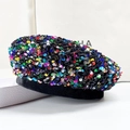 Berretto in lana con paillettes colorate arcobaleno per donna stile moda scintillante - Colorato