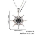 Detailed size specifications for the octagonal star zircon necklace with silver finish - Silver (N01300-3B)