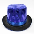 Cilindro blu con paillettes e falda nera con nastro di raso per spettacoli teatrali - Taglia Unica Adulto 58cm / Blu Reale