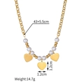 Collar de perlas con colgantes de corazón dorado y cadena de 43cm para mujer - Corazón