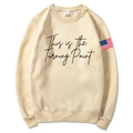 Unisex beige hooded sweatshirt with Turning Point text and US flag detail on the sleeve - Khaki