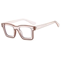 Modische quadratische Blaulichtfilter-Brille mit braun-rosa zweifarbigem Rahmen-Design - Khakifarbener Rahmen