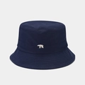 Detail of navy blue cotton bucket hat with white polar bear embroidery and reinforced brim - M (56-58cm) / Navy Blue