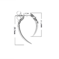 Silver punk claw hoop earring for men and women with detailed 20.3mm size dimensions - Claw / Silver
