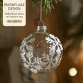 Transparent Christmas ornament ball with white velvet snowflake patterns and silver cap - 8CM Round Snowflake Style / 56g