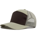 Cappellino trucker classico kaki e marrone scuro con rete traspirante e visiera rigida - Cachi