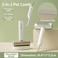 3-in-1 moonlight white pet grooming tool with hair remover and stainless steel needles - Fine-tooth Comb + Detangling Comb + Lint Remover / Moonlight White