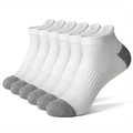 6-pair set of white and grey low-cut sports socks with arch support and mesh vents - One Size (EU 39-47) / White