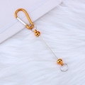 DIY metal beaded D-ring carabiner in golden finish for bags and keychains - Orange