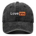 Casquette de baseball délavée gris foncé avec broderie Love You style logo parodie - Noir