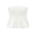Sleeveless white strapless peplum top with structured waist and flared hem design - XS / White