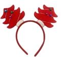 Cute Christmas tree headband in red with colorful bells and silver chains for holiday party - Red Christmas Tree