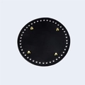 Black round leather bag base with golden feet and pre-punched holes for DIY crochet bags - Black