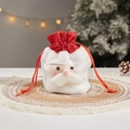 Sac cadeau Père Noël en peluche avec cordon pour bonbons et petits cadeaux de Noël - J-11 Sac en Tissu Brillant Père Noël
