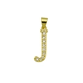 Détail d'un pendentif lettre J plaqué or 18k serti de pierres de zircone cubique brillantes - Lettre J (Pendentif uniquement)