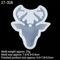 Deer head shaped silicone mold for DIY crafts and resin art with dimensions - Style 1 Reindeer Head / Clear