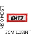 Détail d'un écusson brodé ENTJ bord rouge avec dimensions de 1,5 cm sur 3 cm - No 14 (Lettre ENTJ)