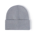 Classic light grey ribbed knit beanie with thick fold-over cuff for autumn and winter - One Size / Noble Grey