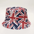 Detailed close-up of Union Jack flag print and durable stitching on a sun bucket hat - 5# UK Flag Pattern