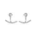 Minimalist S925 sterling silver curved bar stud earrings with white zirconia stones - Style 1