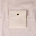 Square beige plush jewelry pouch with a gold snap button closure for accessory storage - Thickened Microfiber Snap (Beige) / 8x8cm