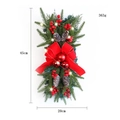 Corona navideña en forma de lágrima con lazo rojo, piñas y luces LED, decoro 45cm - K1-23 Siyunsong Escaleras Al Revés